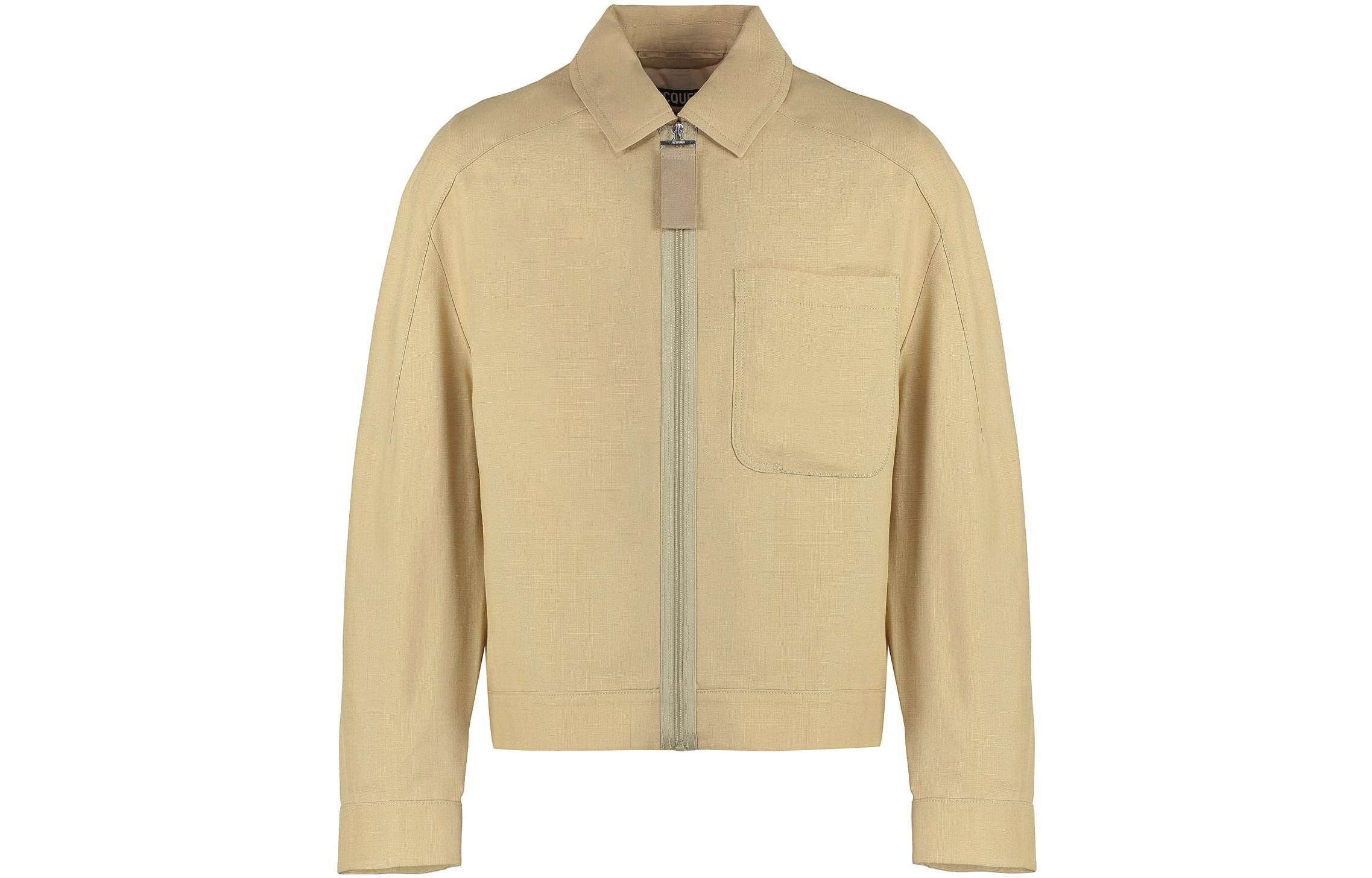 Jacquemus Khaki Solid Zip-Up Jacket Shirt Style 236BL0131359150
