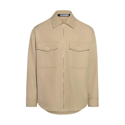 Jacquemus Le Blouson Montaigne Beige Zip-Up Jacket for Men 236BL102-1629-150