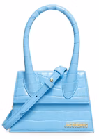 Jacquemus Le Chiquito Moyen Signature Handbag Croco Embossed Gradient Blue Jacquemus Le Chiquito Moyen Signature Handbag Croco Embossed Gradient Blue