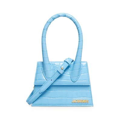 Jacquemus Le Chiquito Moyen Signature Handbag Croco Embossed Gradient Blue