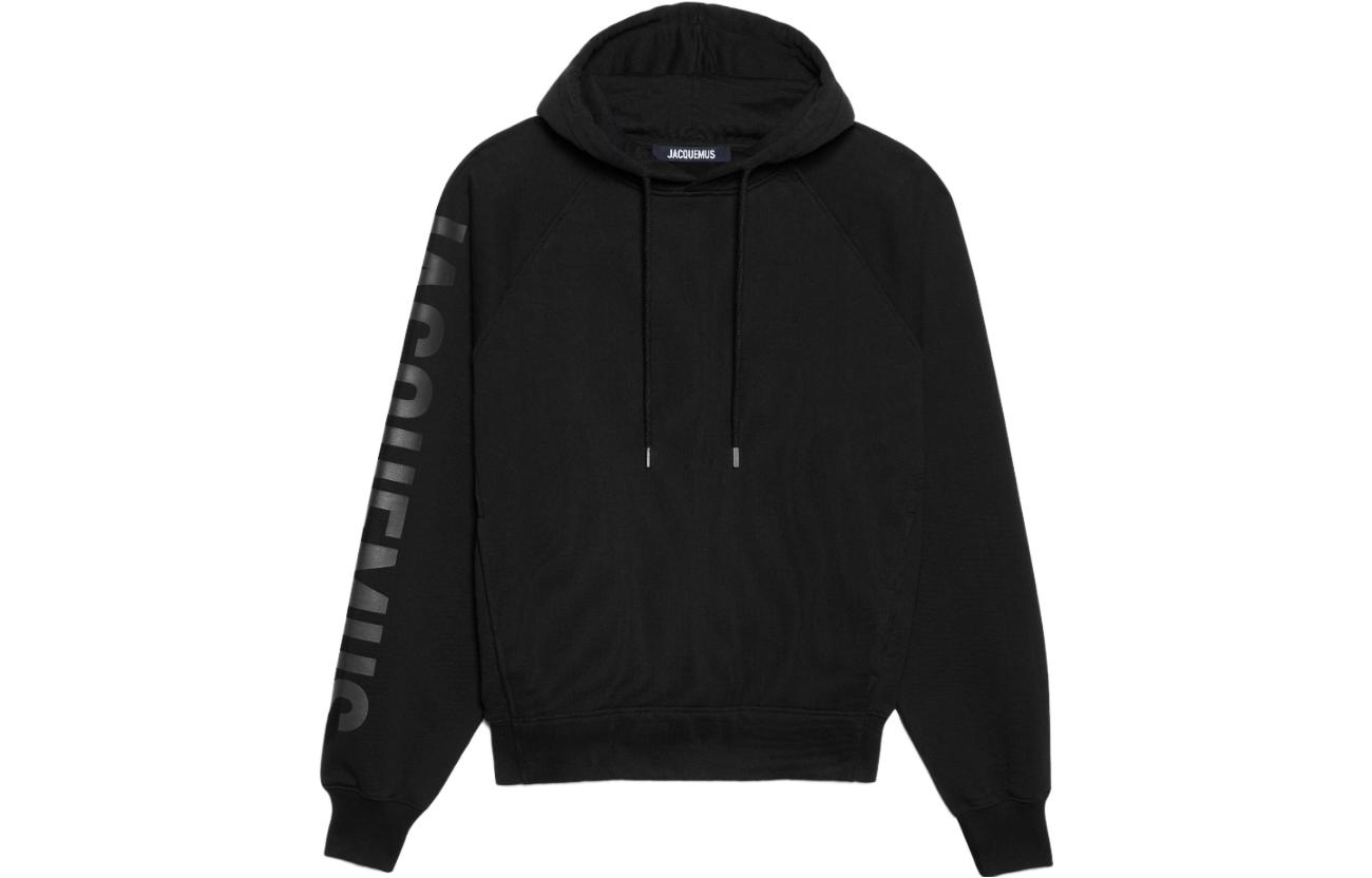 Jacquemus Le Hoodie Typo Oversized Black Letter Print Pullover Hoodie 245JS234-2341-990