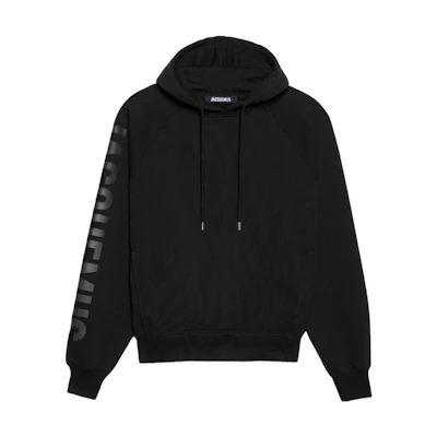 Jacquemus Le Hoodie Typo Oversized Black Letter Print Pullover Hoodie 245JS234-2341-990