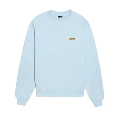 Jacquemus Le Sweatshirt Gros Grain Letter Print Pullover Crewneck Blue Mens 245JS206-2036-320