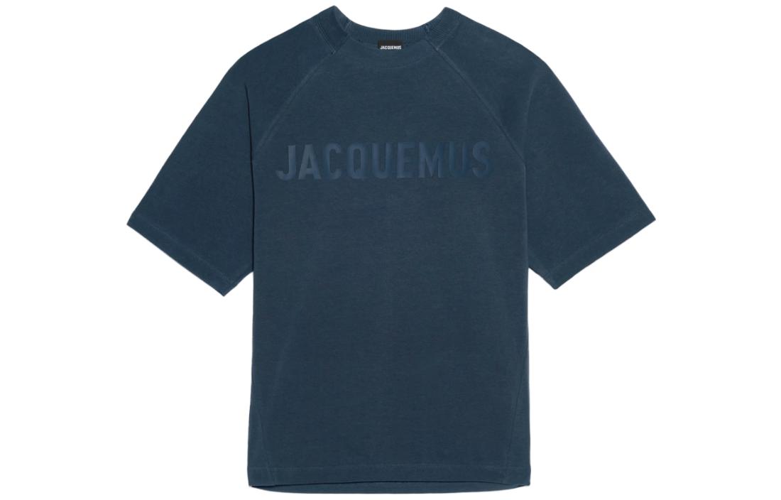 Jacquemus Le T-shirt Typo Blue Crewneck Graphic Short Sleeve Tee . 245JS212-2031-390