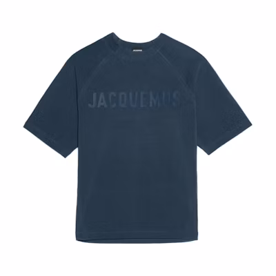 Jacquemus Le T-shirt Typo Blue Crewneck Graphic Short Sleeve Tee . 245JS212-2031-390