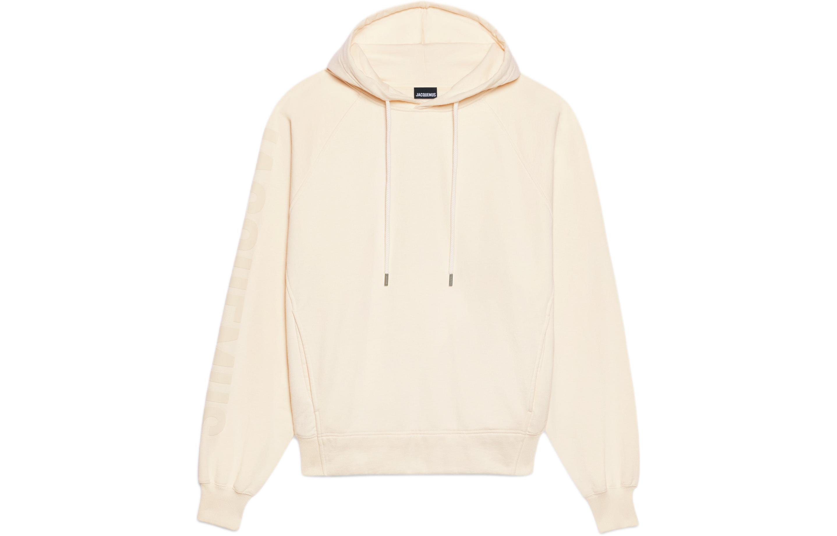 Jacquemus Logo Sleeve Hoodie Beige Pullover Casual Sweatshirt 245JS234-2341-130