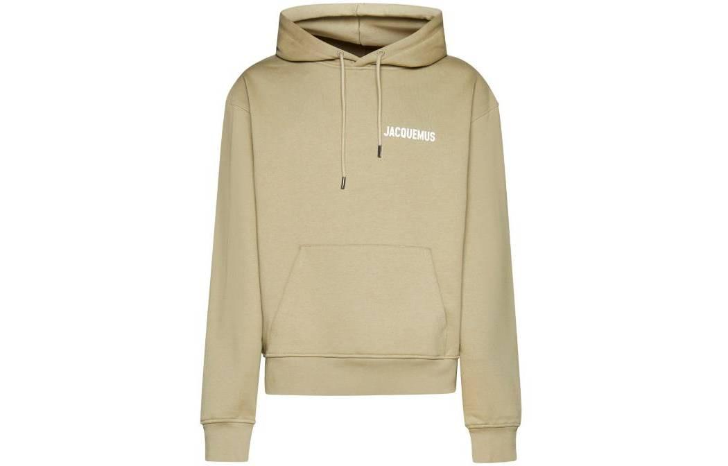 Jacquemus Loose Fit Hoodie with Letter Print in Light Khaki 226JS210U2120530