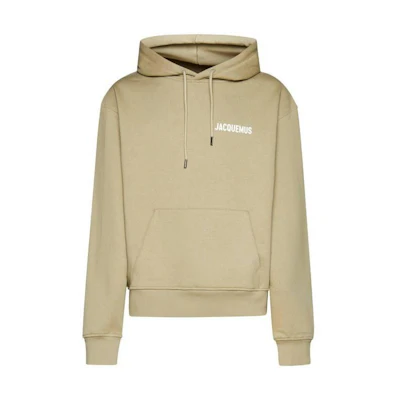 Jacquemus Loose Fit Hoodie with Letter Print in Light Khaki 226JS210U2120530