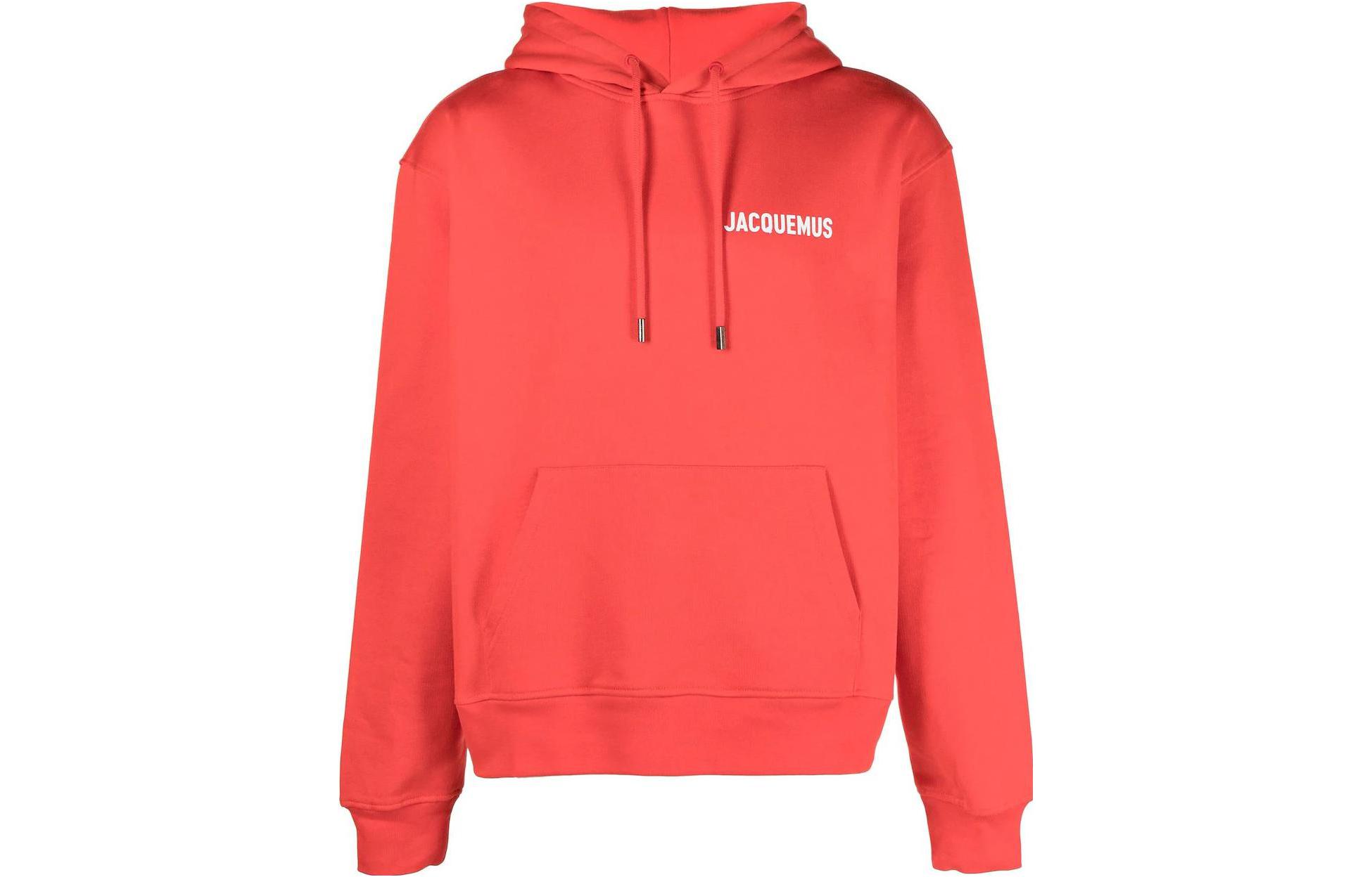 Jacquemus Oversized Letter Print Hoodie Unisex Poppy Red Long Sleeve 226JS2102120470