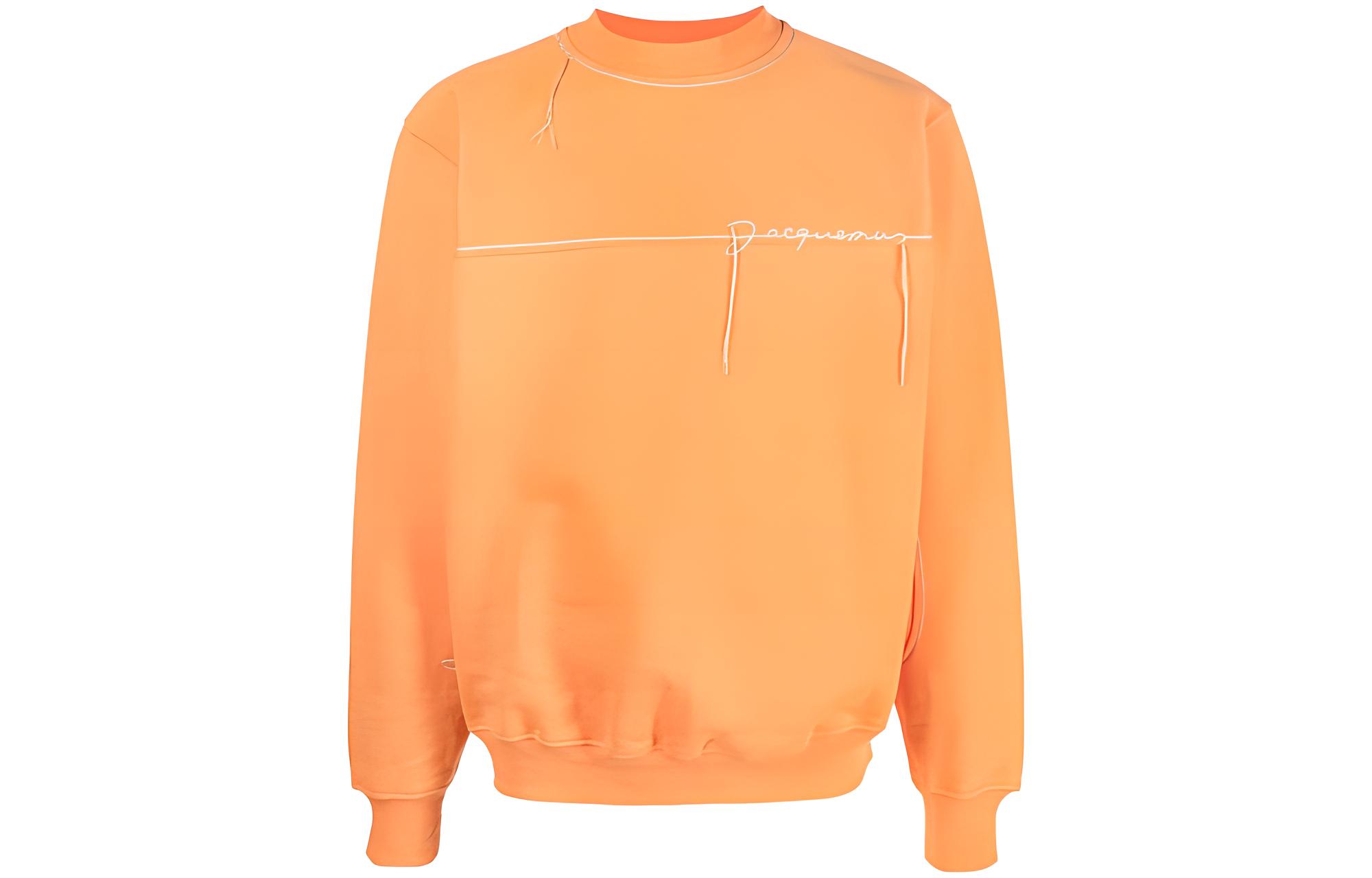 Jacquemus Oversized Orange Crewneck Sweatshirt with Logo Print 235JS1132048
