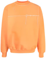 Jacquemus Oversized Orange Crewneck Sweatshirt with Logo Print 235JS1132048 Jacquemus Oversized Orange Crewneck Sweatshirt with Logo Print 235JS1132048