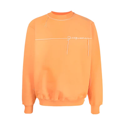 Jacquemus Oversized Orange Crewneck Sweatshirt with Logo Print 235JS1132048