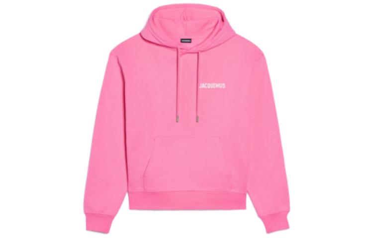 Jacquemus Pink Oversized Hoodie Unisex Solid Color with Lettering Design 226JS210-2120-430