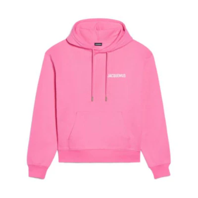 Jacquemus Pink Oversized Hoodie Unisex Solid Color with Lettering Design 226JS210-2120-430