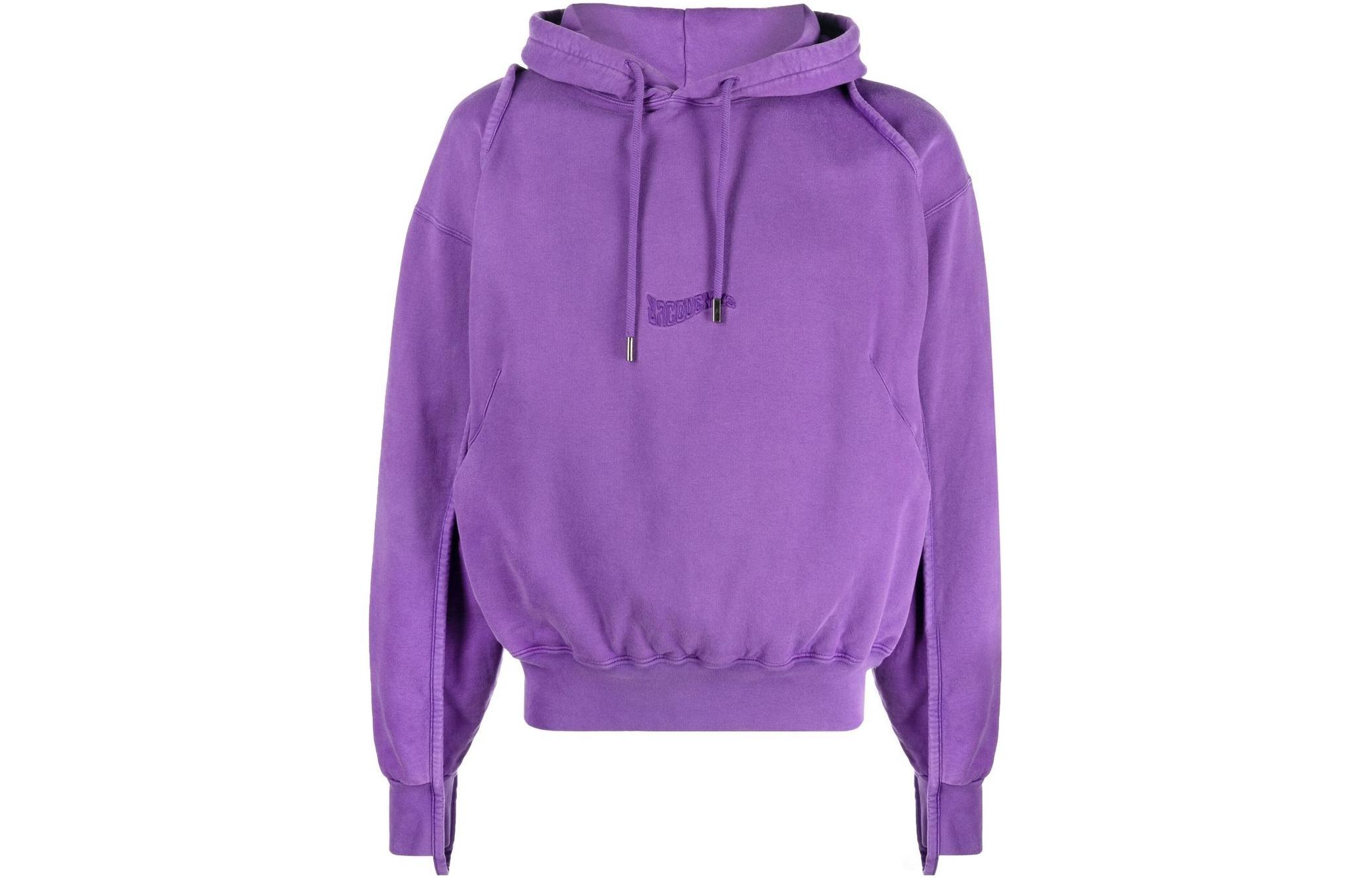 Jacquemus Purple Logo Embroidered Drawstring Hoodie 226JS0532087650