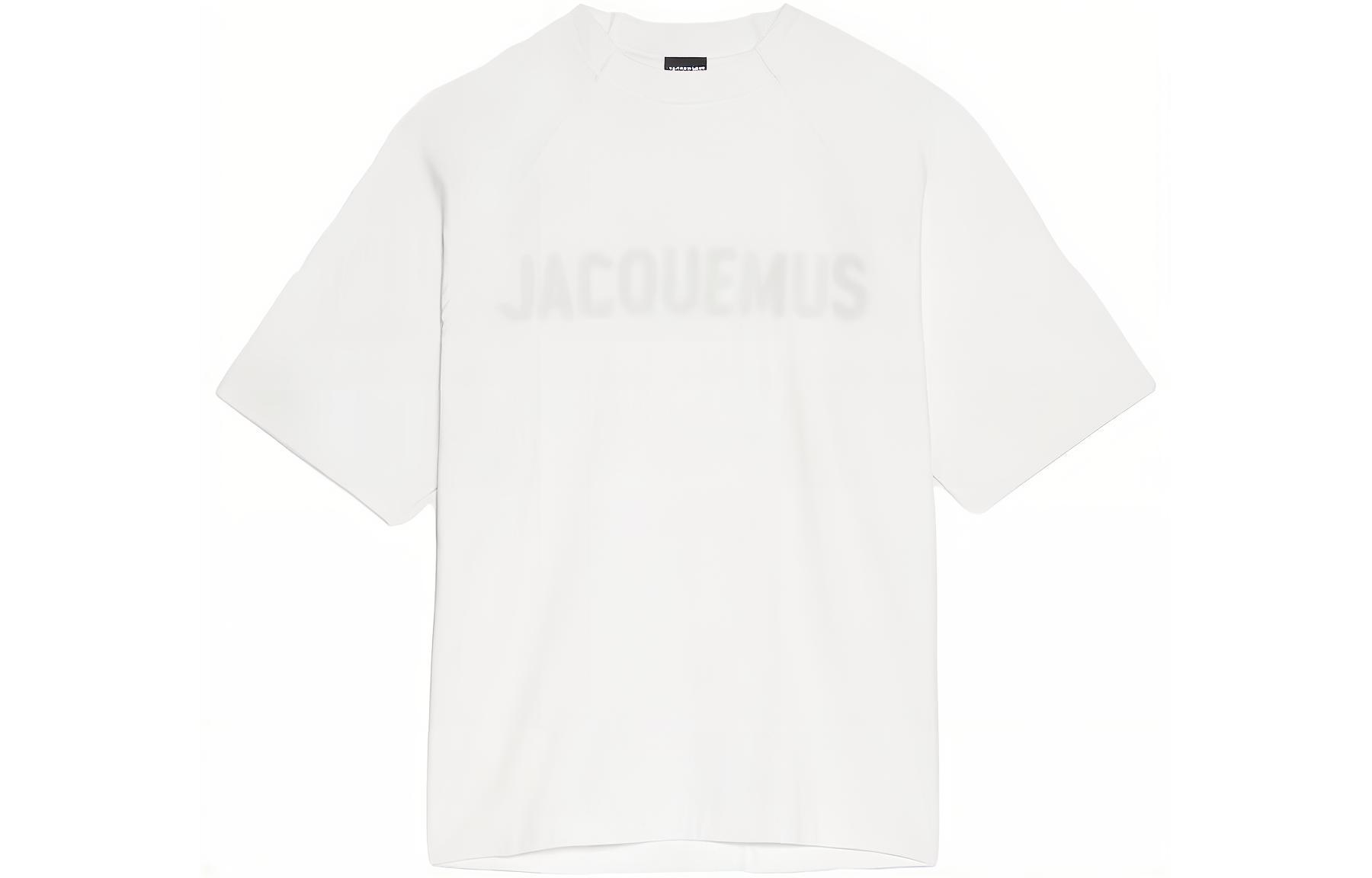 Jacquemus Raglan Logo Loose Fit White Crewneck T-Shirt for Men. 245JS212-2031-100