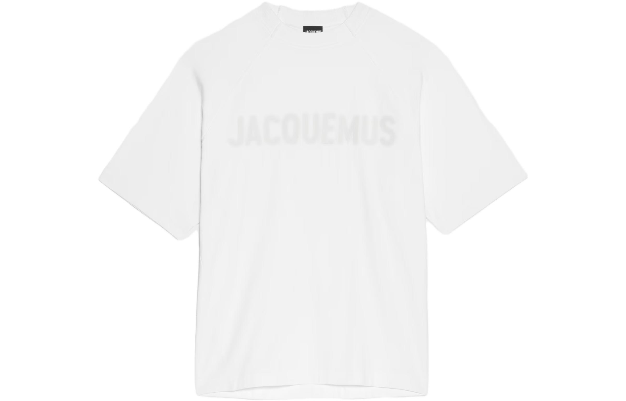 Order ジャックムス ラグラン ロゴ ルーズフィット メンズ クルーネック Tシャツ ホワイト 245JS212-2031-100
