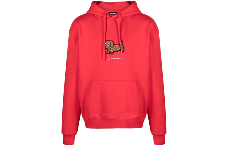 Jacquemus Red Animal Logo Embroidered Hoodie 216JS21216212470