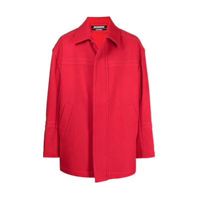 Jacquemus Red Solid Color Long Sleeve Collar Jacket 216CO002-1330-470