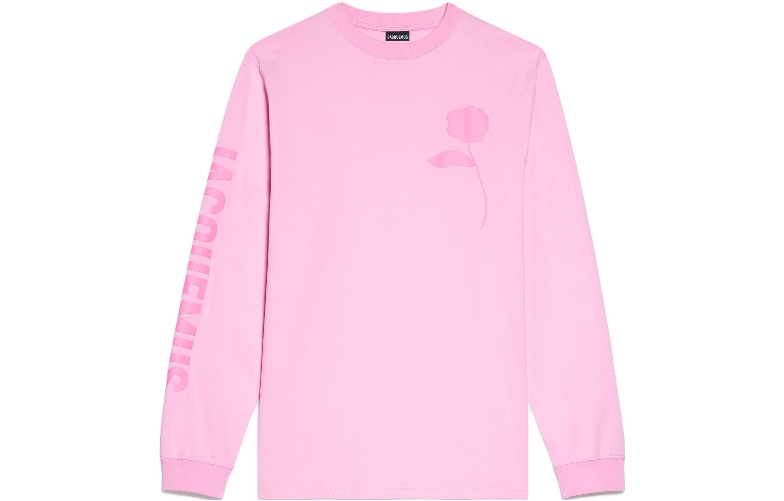 Jacquemus Rose Stencil Pink Long Sleeve T-Shirt Mens Casual Crewneck Pullover 236JS188-2003-4CY