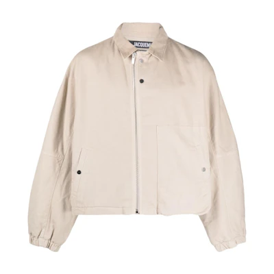 Jacquemus Solid Beige Zip-Up Collared Long Sleeve Jacket 236BL0401485-130