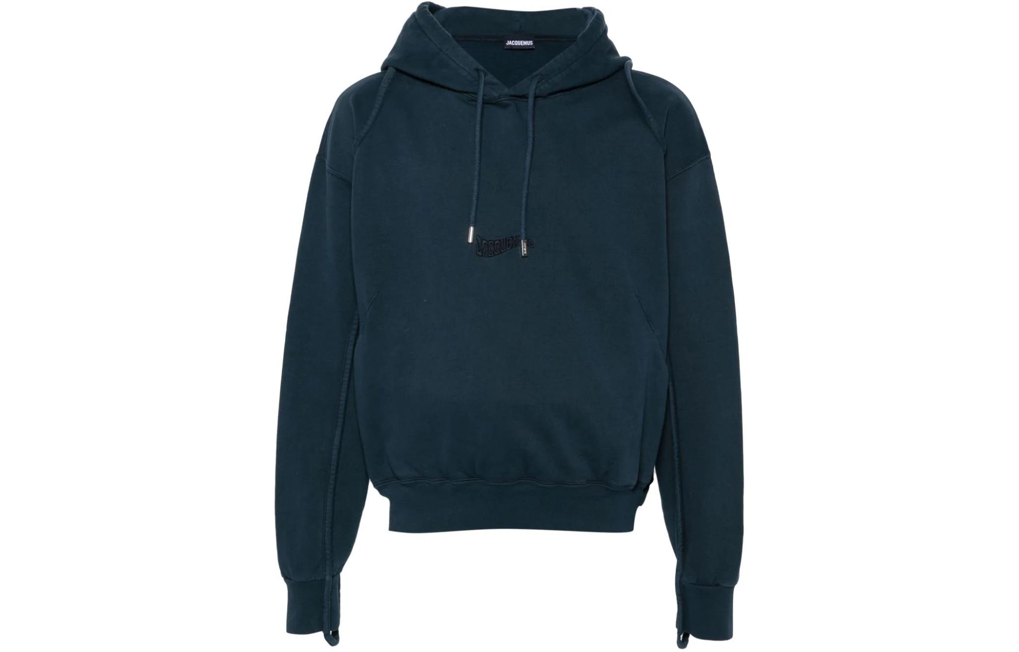 Jacquemus Solid Color Pullover Hoodie Blue for Men 245JS0532087390