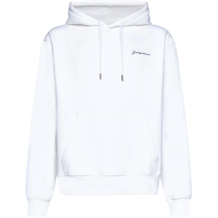 Jacquemus Solid Color Pullover Hoodie White Long-Sleeve Relaxed Fit POIZON240919288