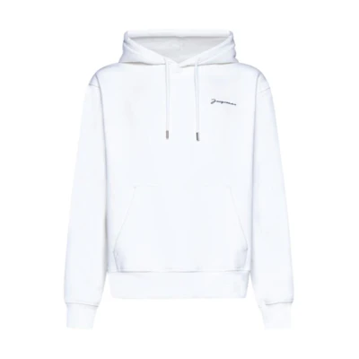 Jacquemus Solid Color Pullover Hoodie White Long-Sleeve Relaxed Fit POIZON240919288
