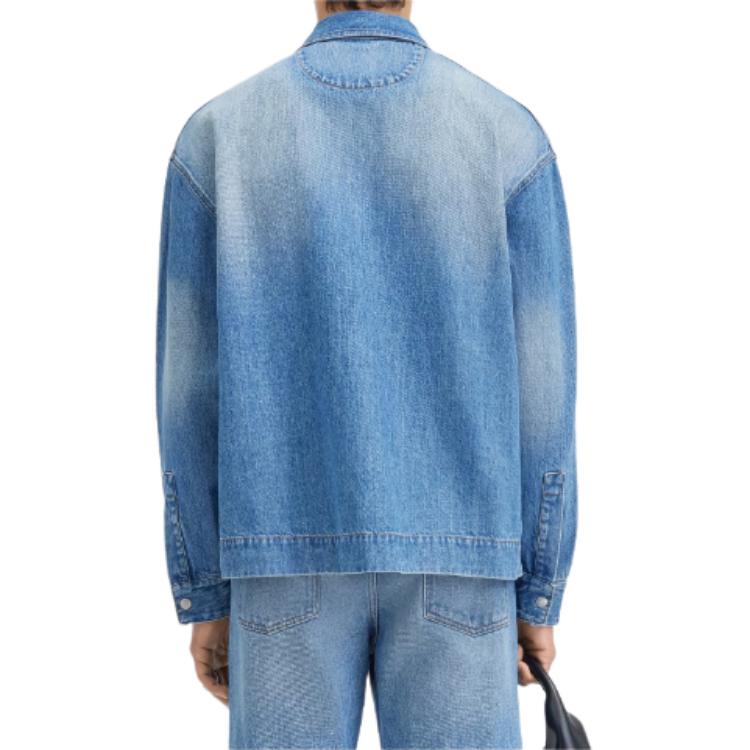 Shop Jacquemus Jaket Kerah Single-Breasted Warna Solid Biru - Pakaian Luar 245DE033-1521-33C