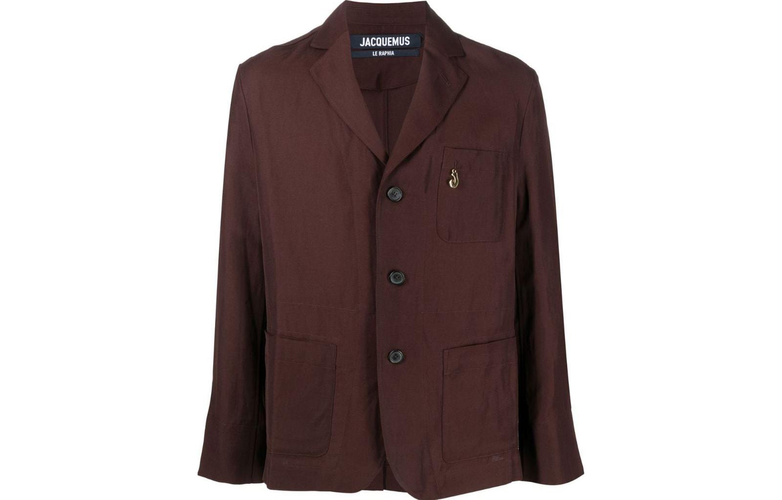 Jacquemus Solid Color Single-Breasted Long Sleeve Jacket Brown 235JA0201341
