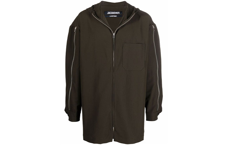 Jacquemus Solid Color Zip-Up Hoodie Jacket Brown Tan 216BL06216136570