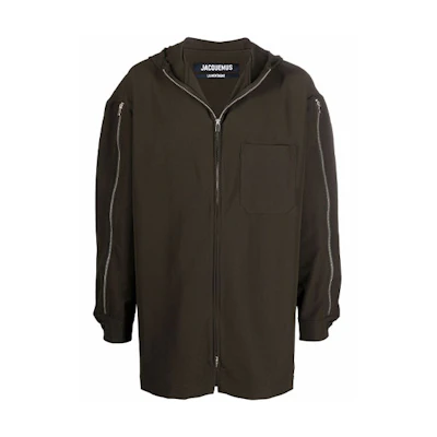 Jacquemus Solid Color Zip-Up Hoodie Jacket Brown Tan 216BL06216136570