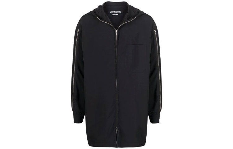 Jacquemus Solid Color Zip-Up Hoodie Jacket Men’s Black 216BL06216128990
