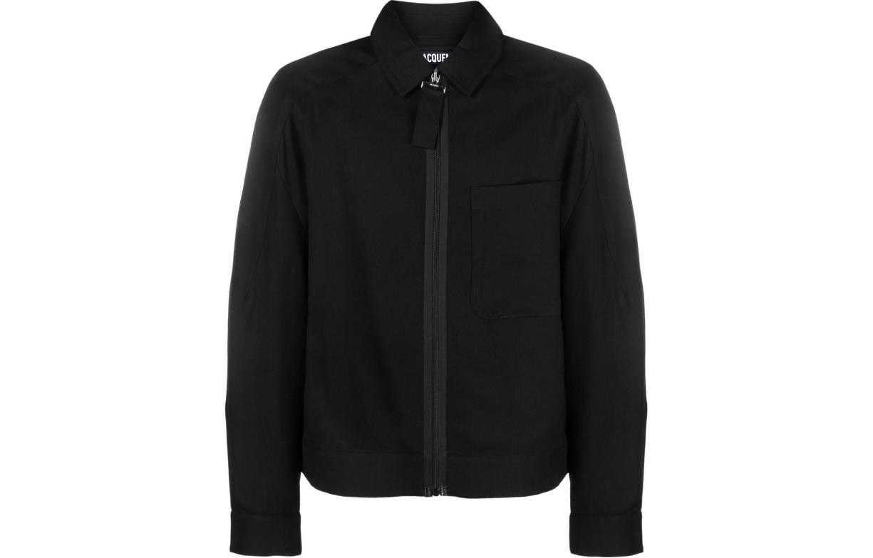 Jacquemus Solid Color Zip-Up Shirt Jacket in Black 23H236BL0131359990