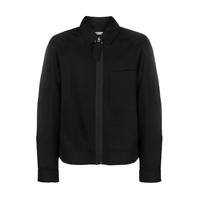 Jacquemus Solid Color Zip-Up Shirt Jacket in Black 23H236BL0131359990