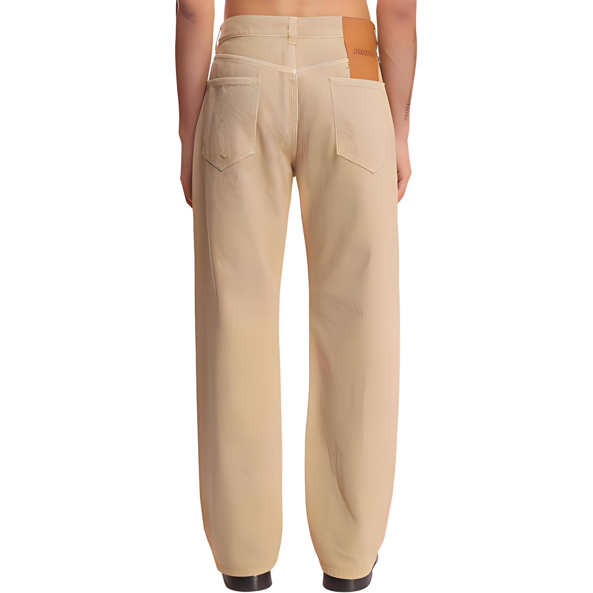 Lookbook Jacquemus Celana Jeans Zip Warna Beige Denim Pria/Wanita 24E245DE0281514150