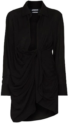 Jacquemus Solid Long Sleeve Deep V-neck Black Dress 213DR09213102990 Buy Jacquemus Solid Long Sleeve Deep V-neck Black Dress 213DR09213102990