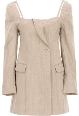Jacquemus Solid Square Neck Long Sleeve Dress Light Brown. 213DR01-213-126170 Order Jacquemus Solid Square Neck Long Sleeve Dress Light Brown. 213DR01-213-126170