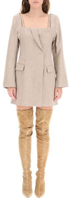 Jacquemus Solid Square Neck Long Sleeve Dress Light Brown. 213DR01-213-126170 Lookbook Jacquemus Solid Square Neck Long Sleeve Dress Light Brown. 213DR01-213-126170