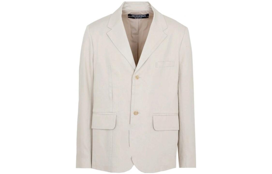Jacquemus Solid V-Neck Single-Breasted Long Sleeve Jacket Beige 22E225JA0031011BEIGE
