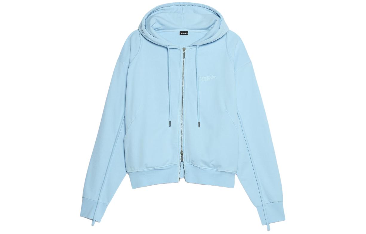 Jacquemus Solid Zip Hoodie Blue Casual Long Sleeve 245JS129-2087-320