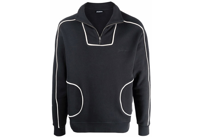 Jacquemus SS22 Black Logo Embroidered Striped Long Sleeve Jacket for Men 225JS0202070380