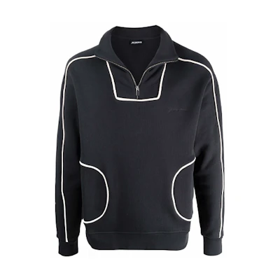 Jacquemus SS22 Black Logo Embroidered Striped Long Sleeve Jacket for Men 225JS0202070380