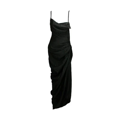 Jacquemus SS22 Black Pleated Detail Sleeveless Slip Dress. 22E211DR0011020990