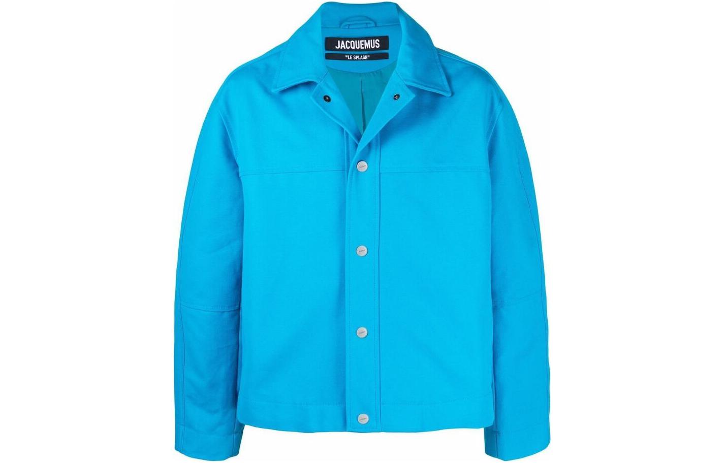 Jacquemus SS22 Blue Canvas Long-Sleeve Jacket with Solid Color Design 225BL0021047330