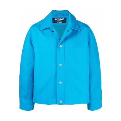 Jacquemus SS22 Blue Canvas Long-Sleeve Jacket with Solid Color Design 225BL0021047330