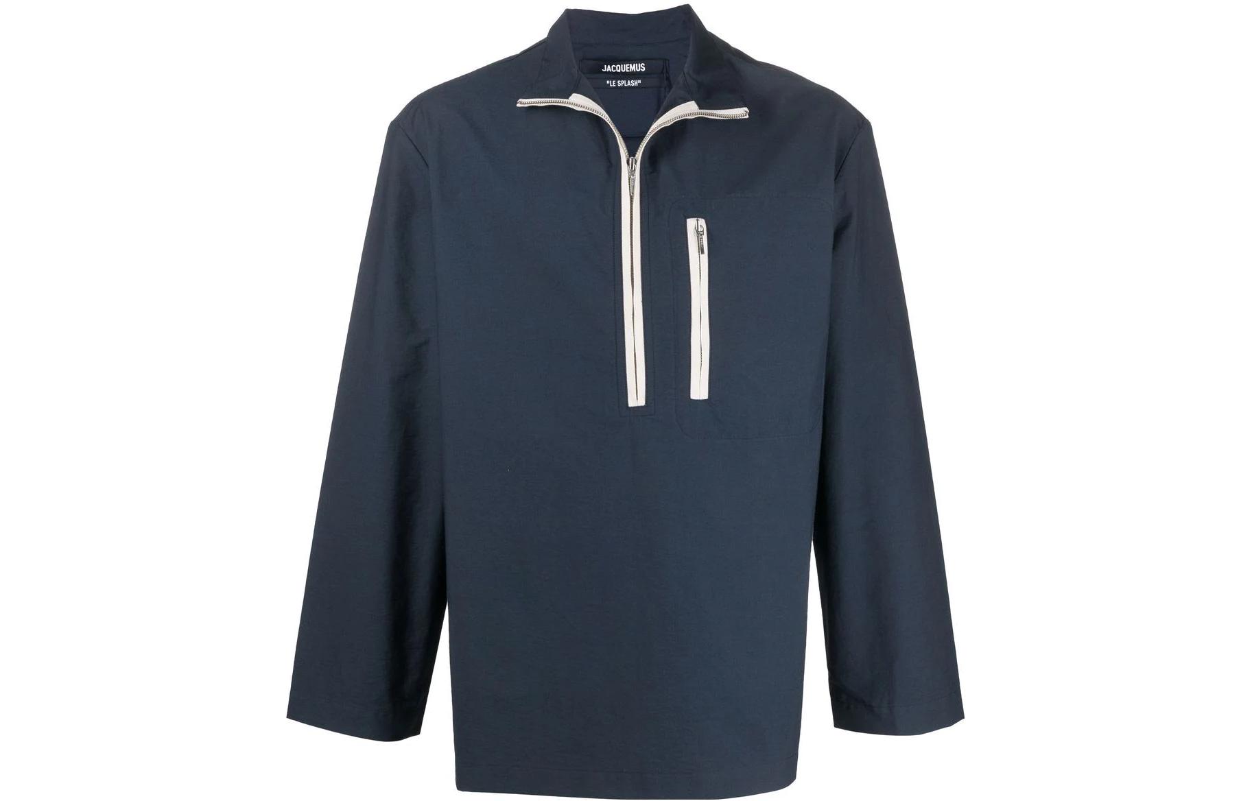 Jacquemus SS22 Blue High Neck Half-Zip Pullover Sweatshirt 22E225TO0051040NAVY