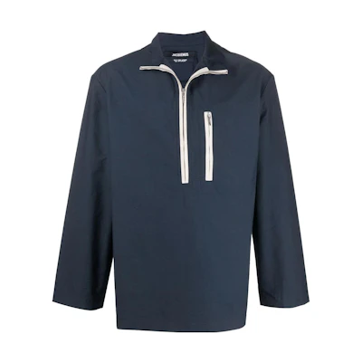 Jacquemus SS22 Blue High Neck Half-Zip Pullover Sweatshirt 22E225TO0051040NAVY