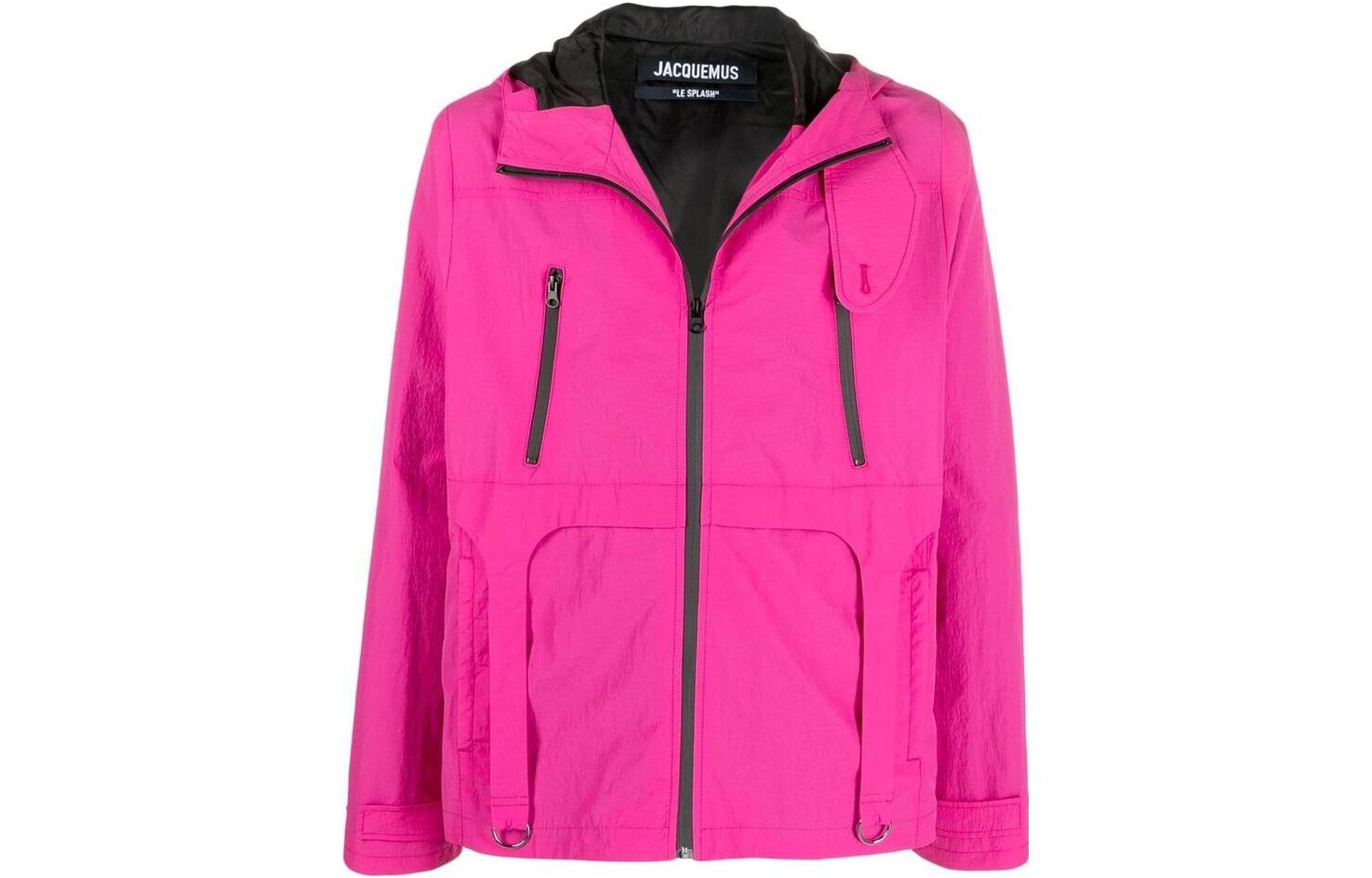 Jacquemus SS22 Fluorescent Pink Lightweight Zip-Up Hooded Jacket 216BL0041014430