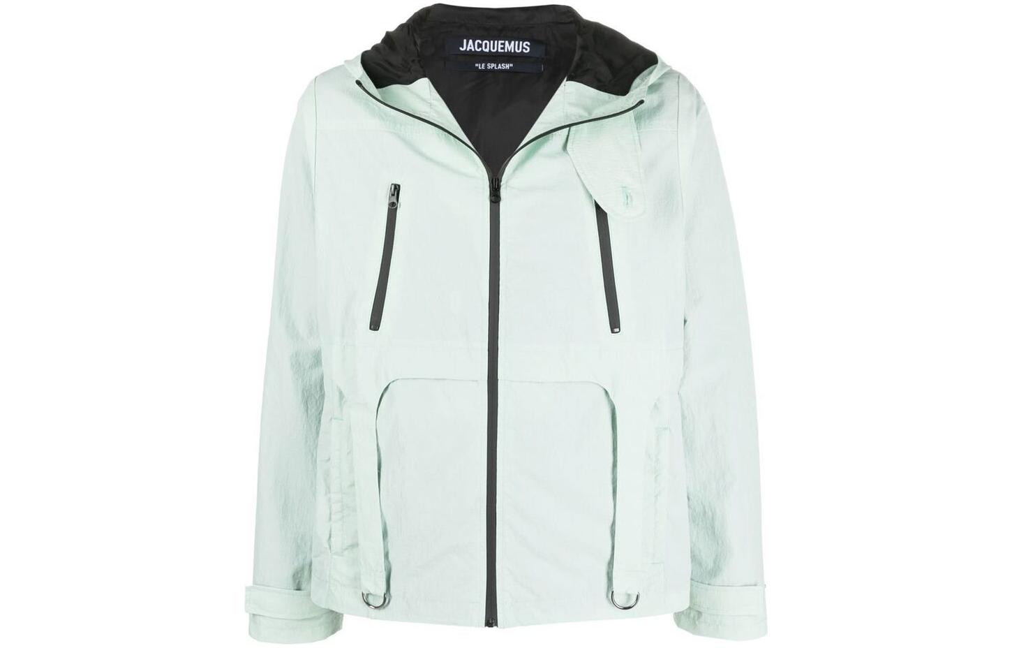 Jacquemus SS22 Lightweight Solid Green Hooded Zip Jacket 216BL0041014510